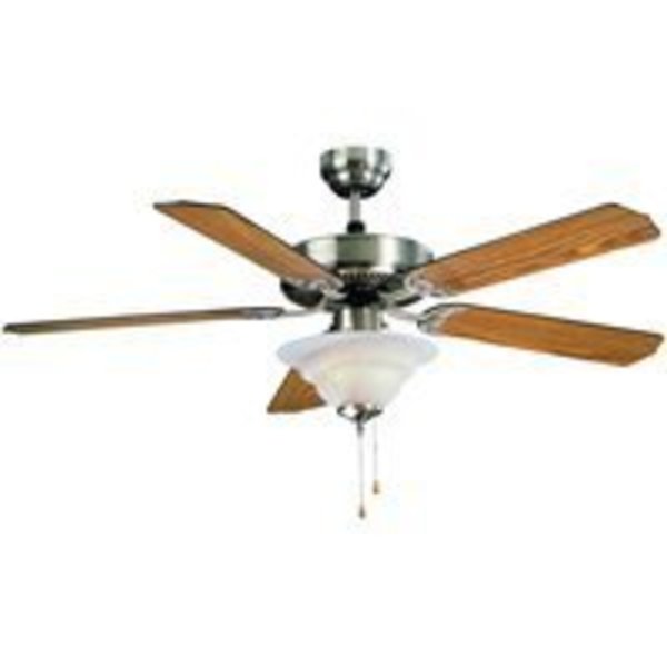 Boston Harbor Boston Harbor CF-B552+1F242SN Ceiling Fan, 1 Dome Light, 52In, Brushed Nickel Housing CF-B552+1F242SN